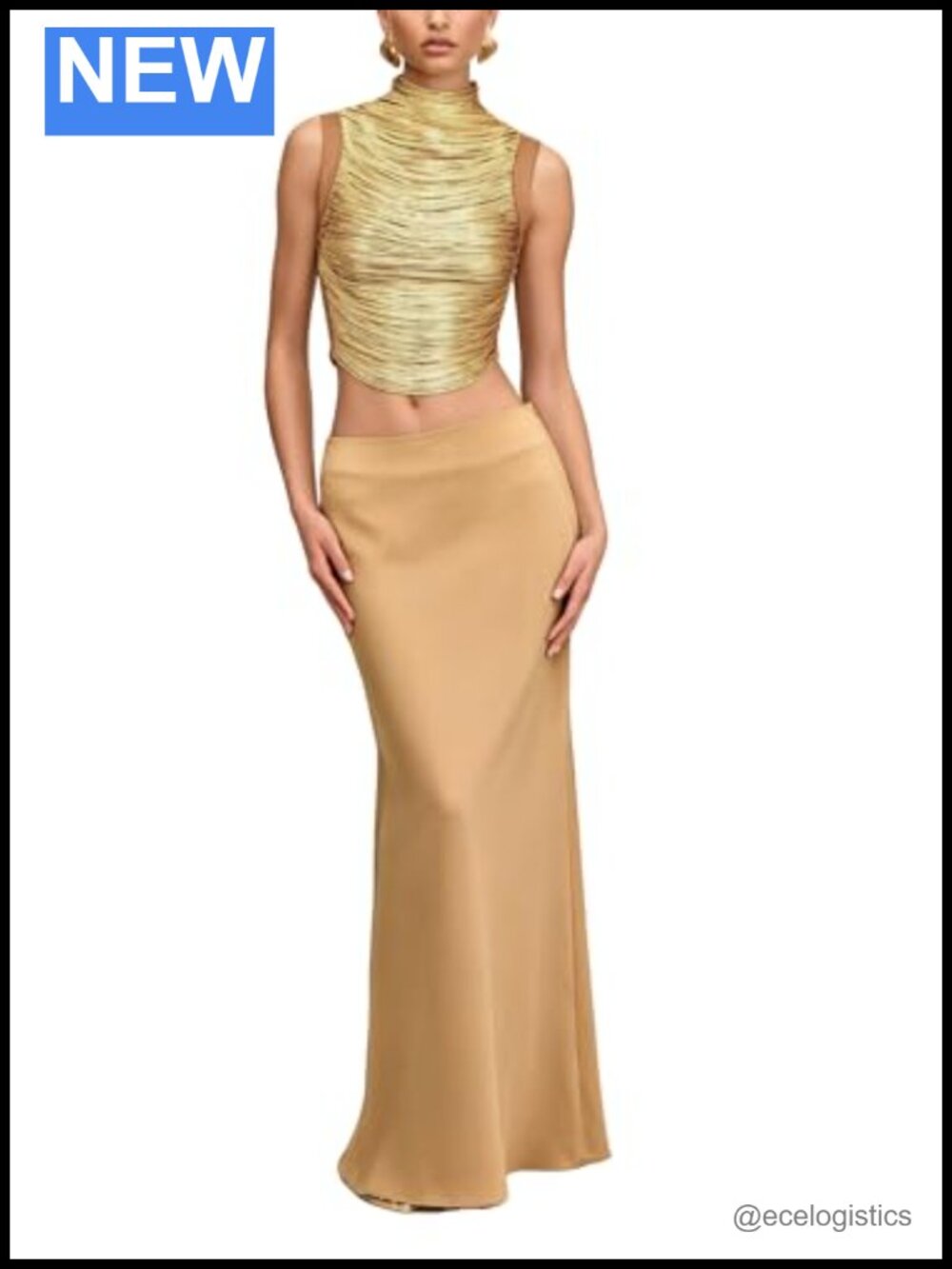 2 Piece Skirt Set Fringe Vest Top Mermaid Skirt Elegant Party Outfit